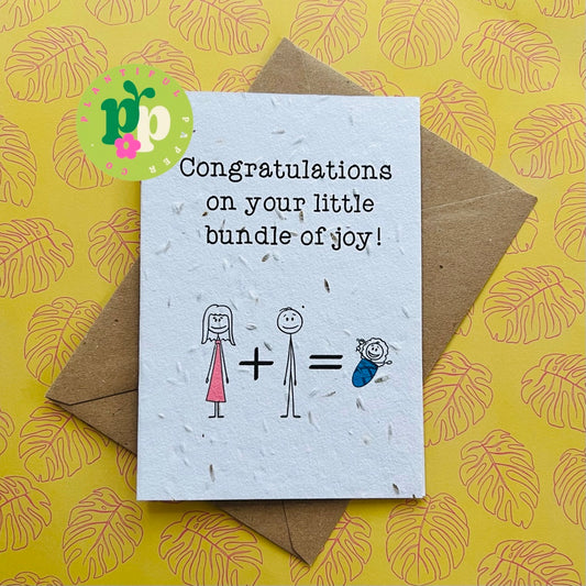 Congratulations on your little bundle of joy! (Boy) Plantable Wildflower Seed Card