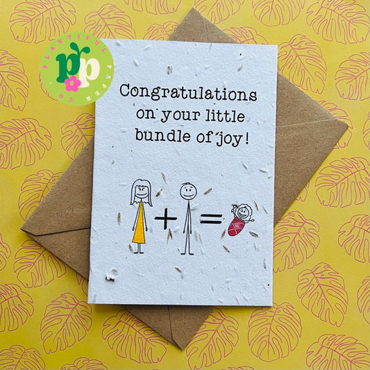 Congratulations on your little bundle of joy! (Girl) Plantable Wildflower Seed Card