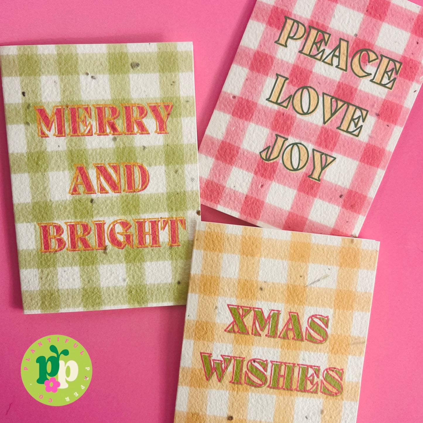 Merry and Bright Gingham Plantable Seed Card