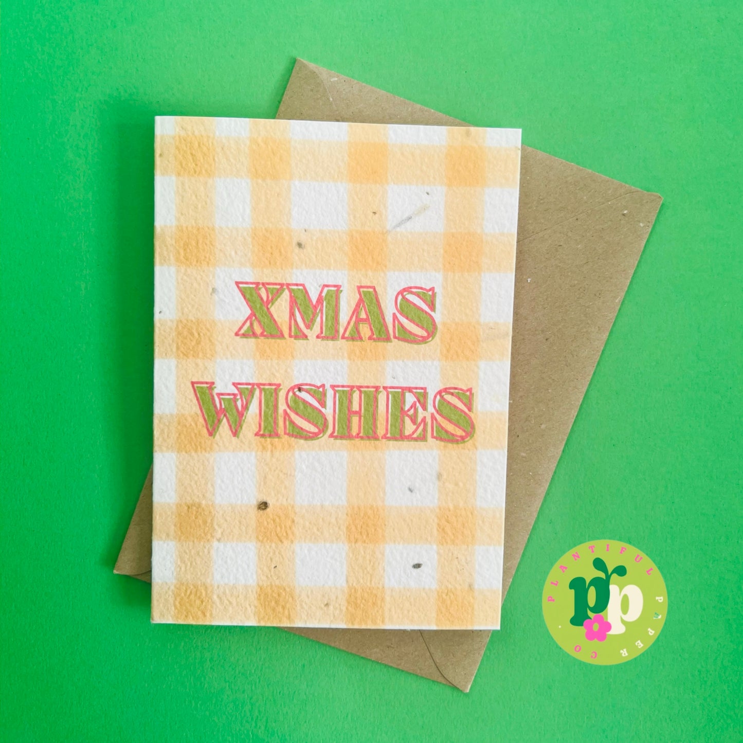Xmas Wishes Gingham Plantable Seed Card