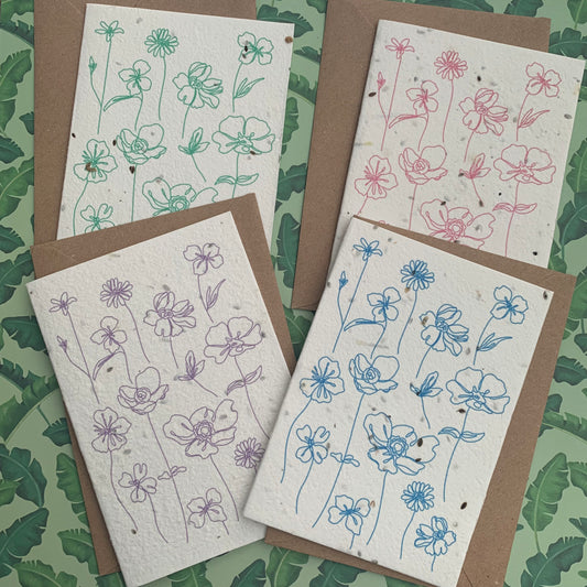 Plantable Abstract Floral Notecards - Set of 4