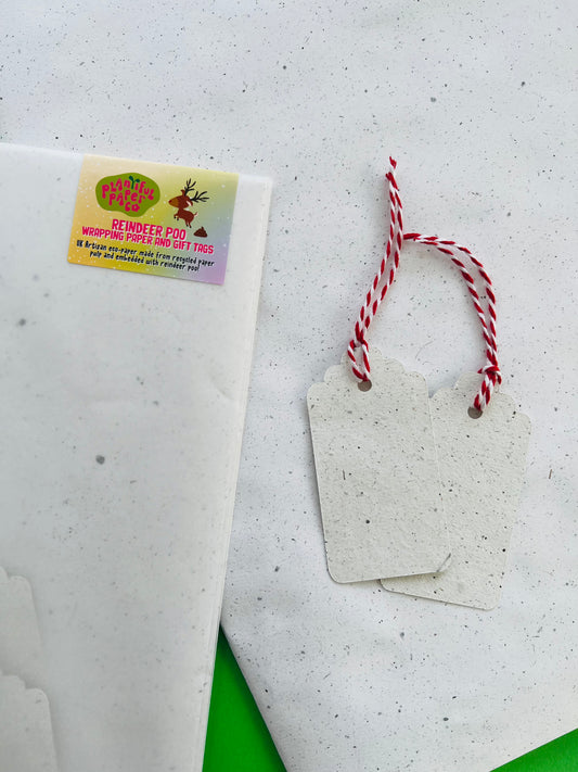 Artisan Reindeer Poo Eco Wrapping Paper and Gift Tags