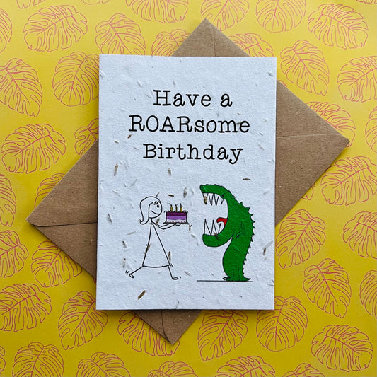 Have a Roarsome Birthday Plantable Wildflower Seed Card