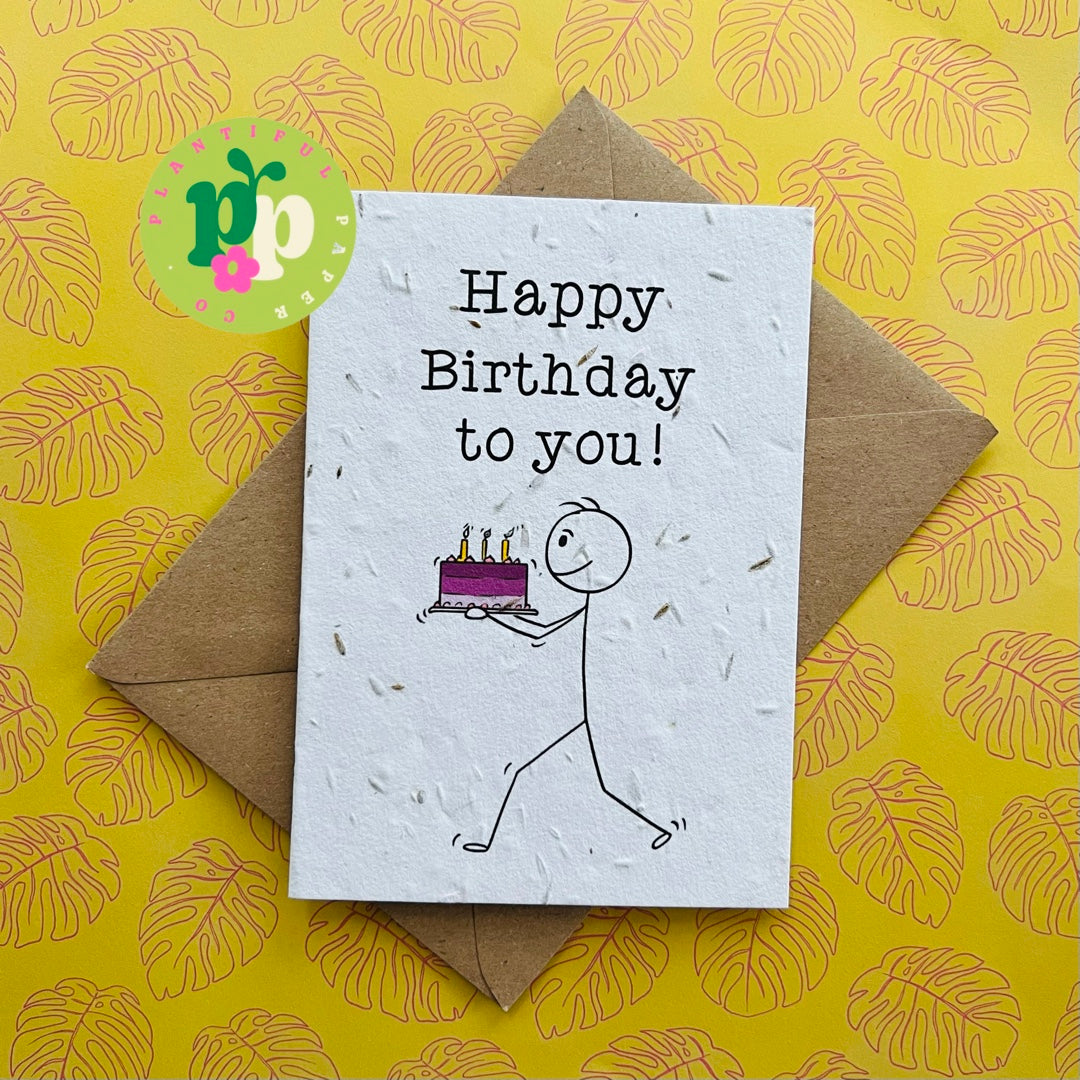 Happy Birthday Stickman Plantable Wildflower Seed Card