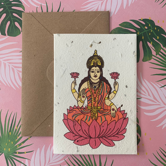 Colourful Hindu Goddess Lakshmi Plantable Seed Card