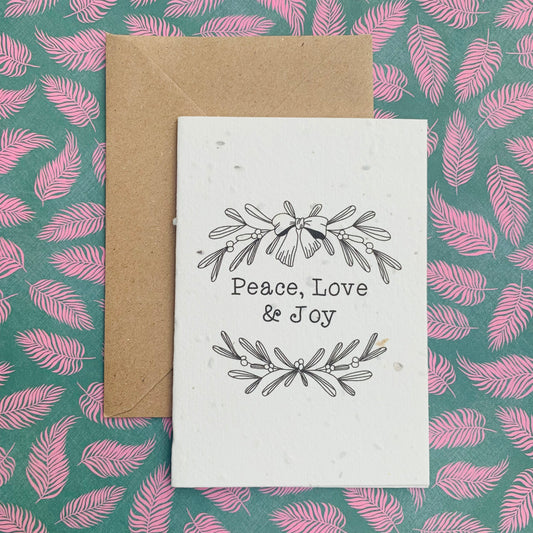 Mistletoe Peace, Love, Joy Chrismas Plantable Seed Card