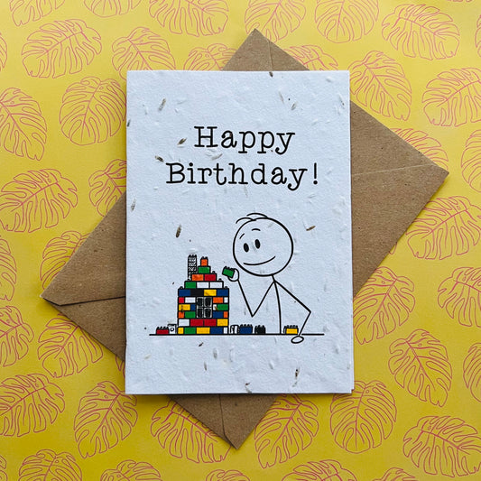 Happy Birthday Stickman Lego Plantable Wildflower Seed Card
